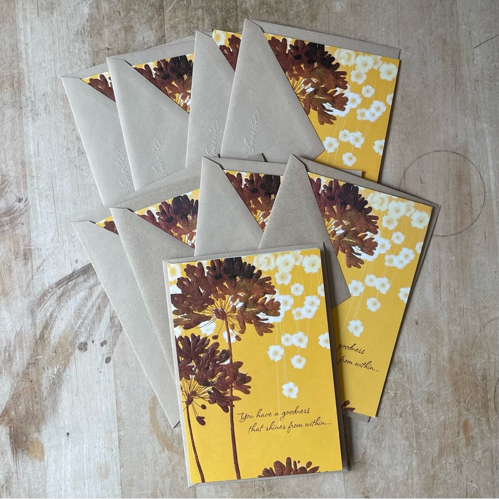 Lot of 9 Sunrise Birthday Greeting Cards - Floral Set Yellow and Brown